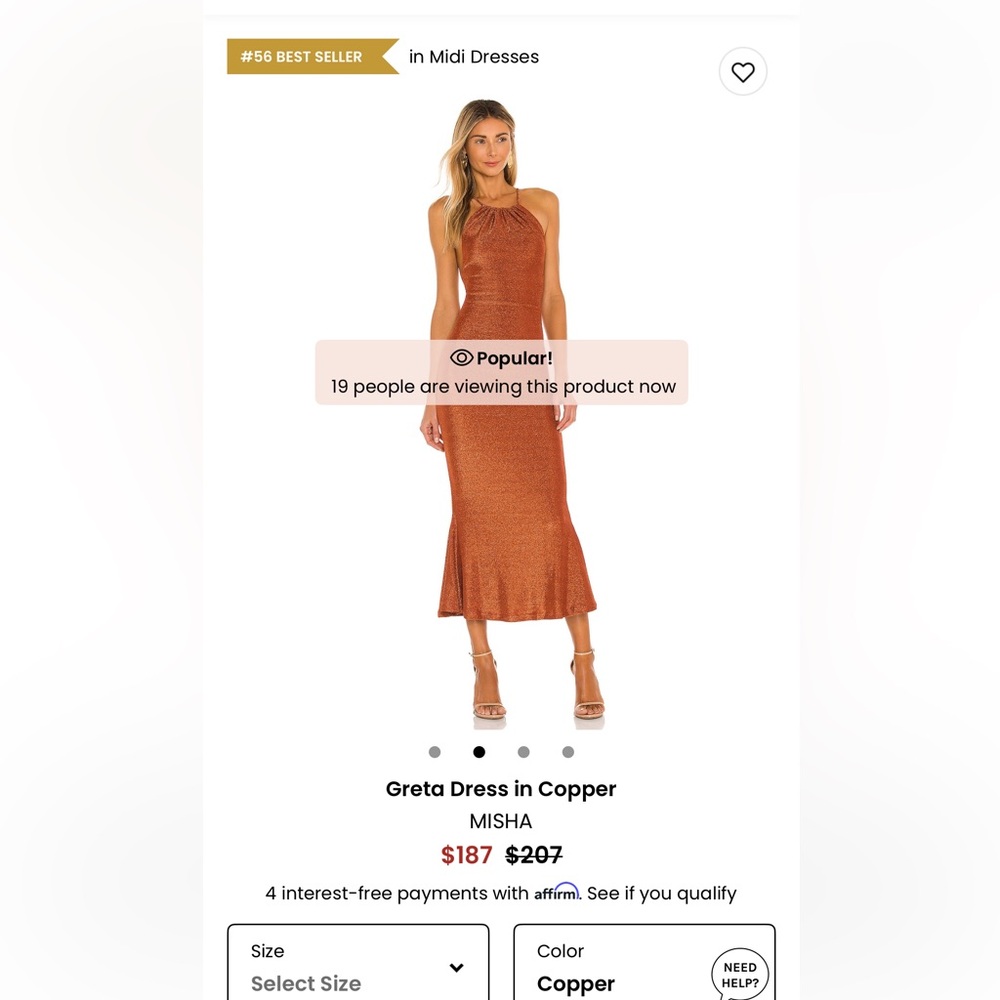 Mishka Greta Dress in Copper